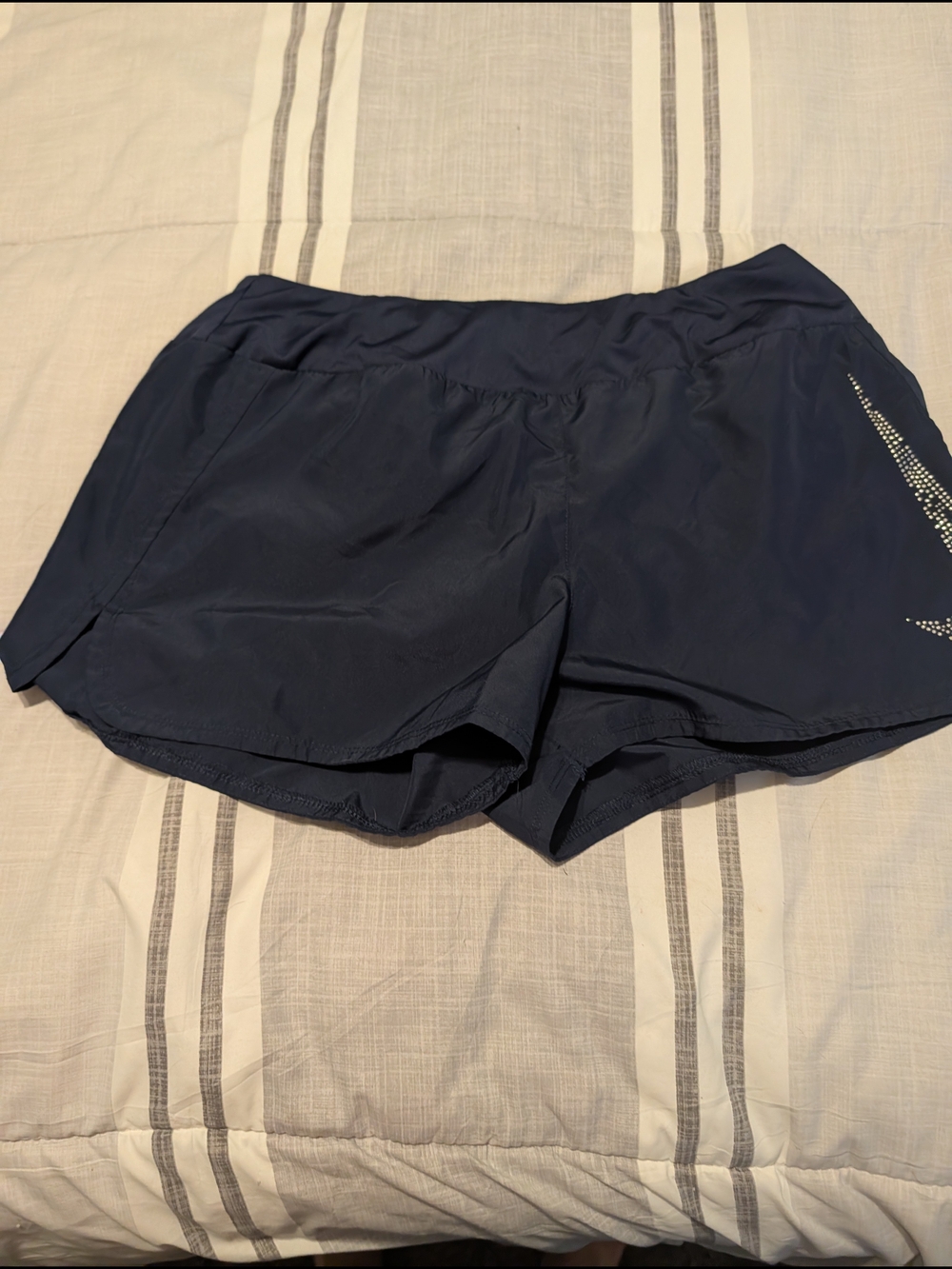 Nike Women’s Dark Blue Athletic Shorts with Reflective Swoosh